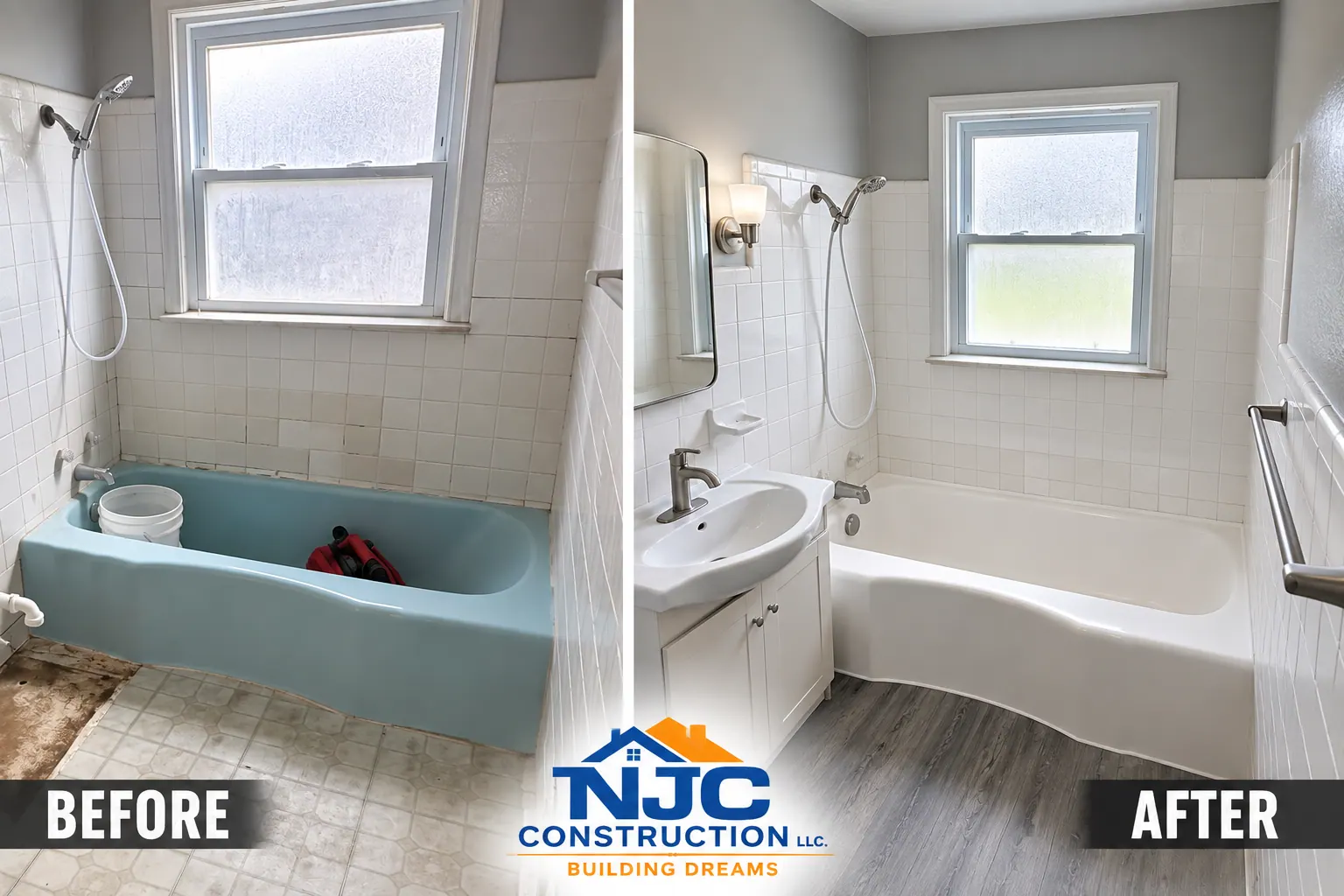 Bathroom remodel: tub surround, vanity, tile and flooring